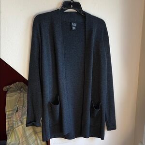Eileen Fisher Charcoal Knit Open Front Cardigan S